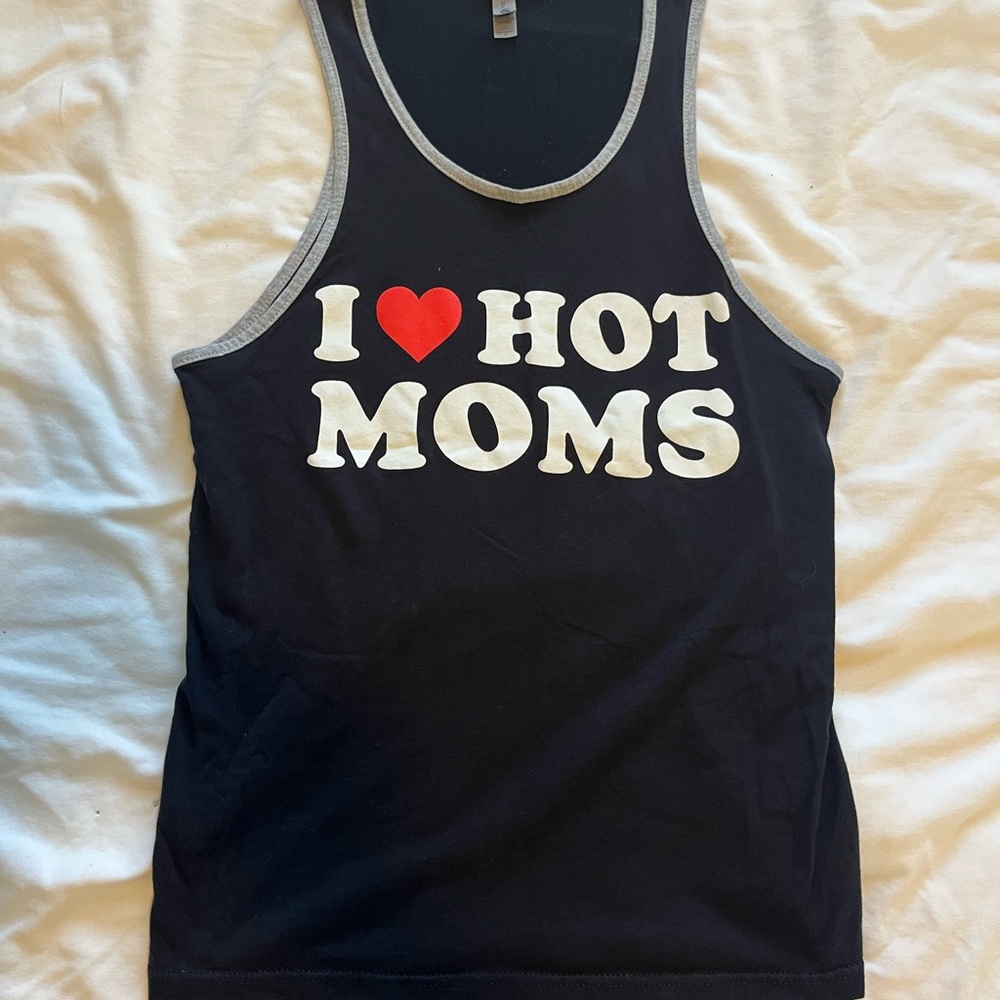 Next Level Apparel Black Tank Top with Red and White Print